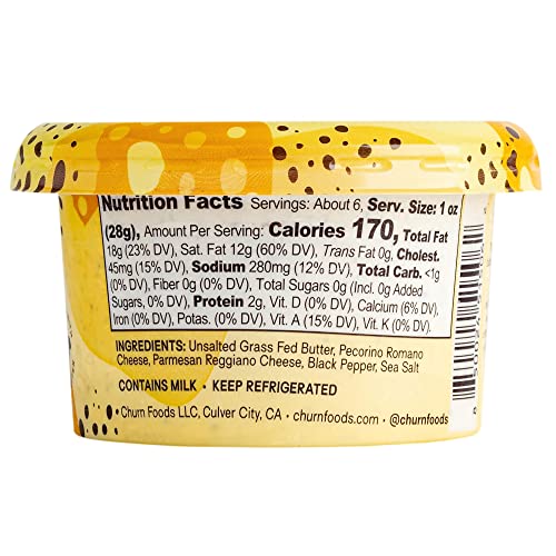 Churn Flavored Butter Cacio & Pepe, Churned with Organic Grass Fed Butter - Non-GMO- Pack of 2