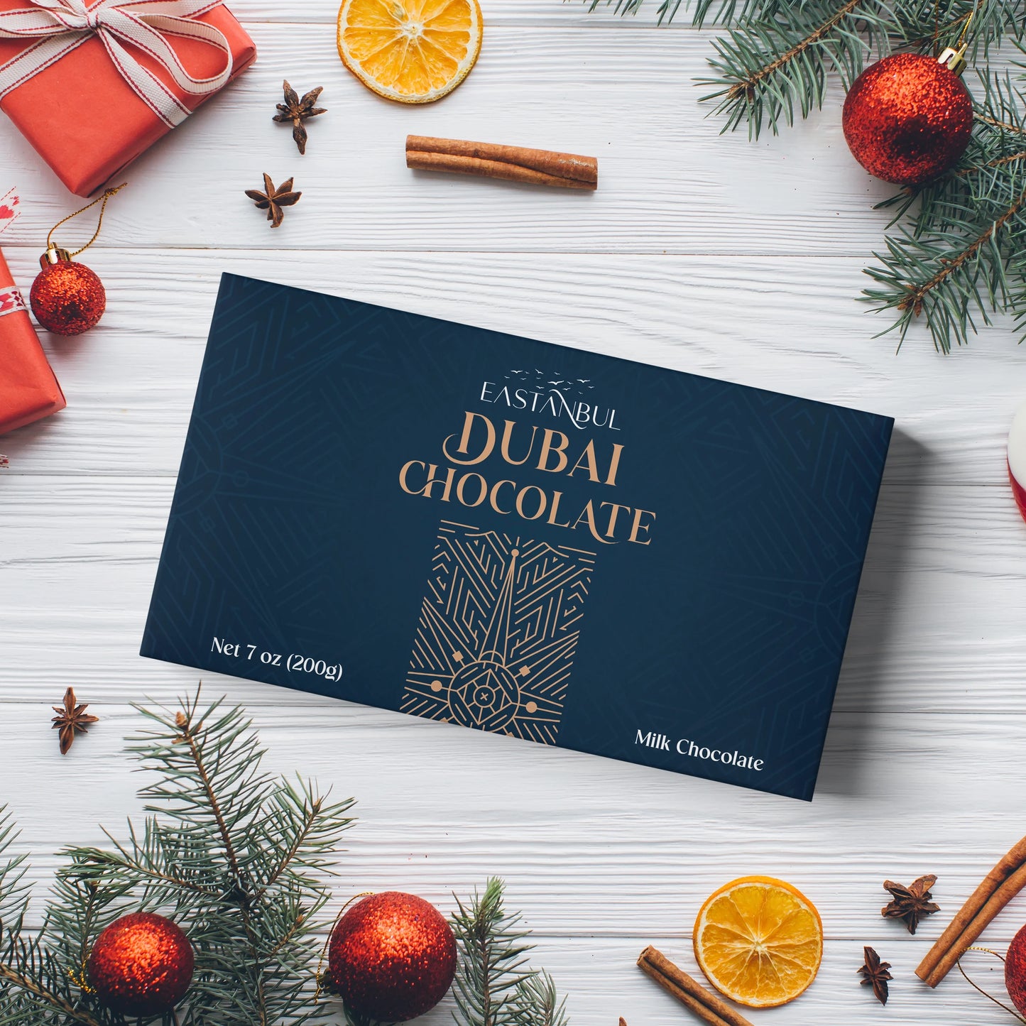 Eastanbul Dubai Chocolate Bar Pistachio, 7oz, Premium Belgium Chocolate, Pistachio Dubai Bar - Gift Box