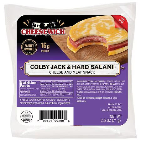 Cheesewich Colby Jack and Salami, 2.5 oz - 96/ Case