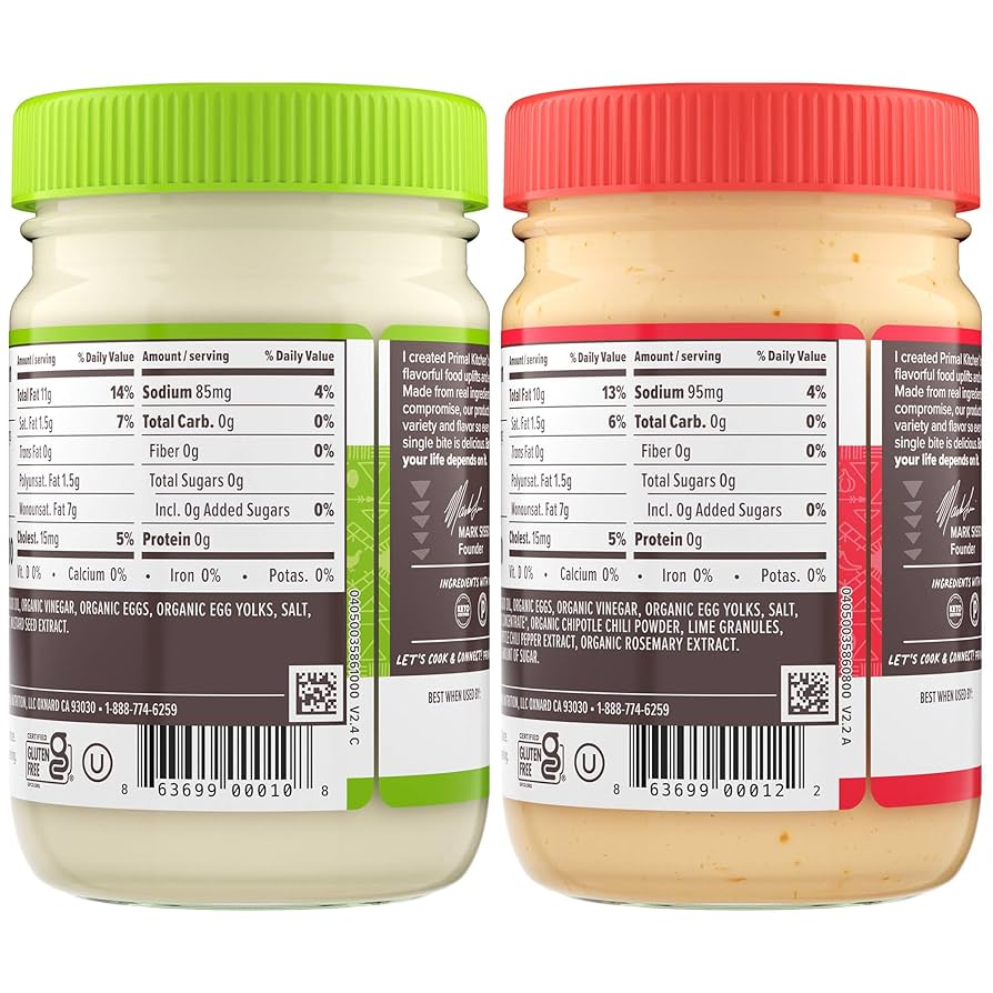 Primal Kitchen Mayo made with Avocado Oil, No Soy or Canola Oils, Original & Chipotle Lime, 12 oz, Pack of 2