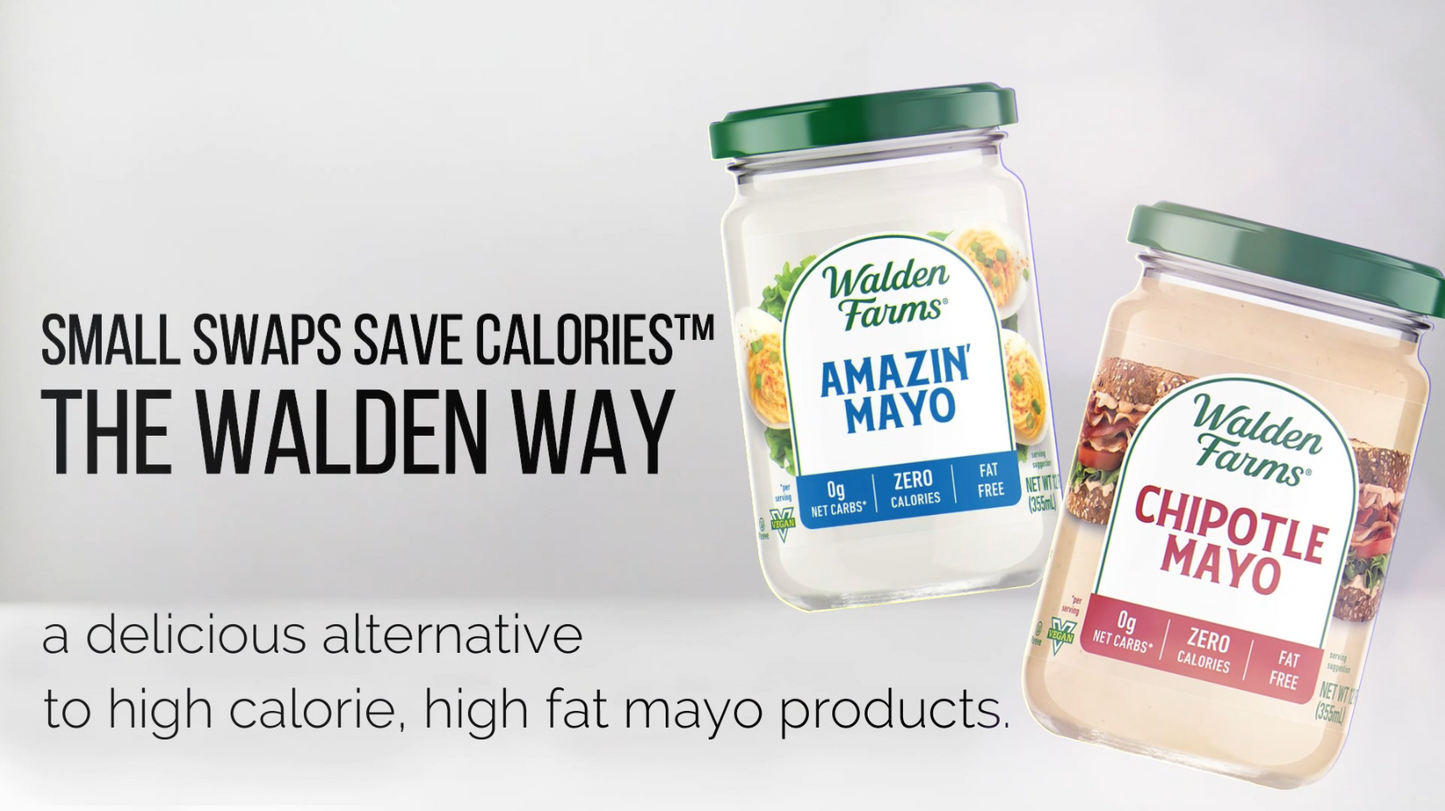 Walden Farms Amazin’ Mayo – Zero Calorie, Sugar Free, Keto & Fat Free Vegan Mayonnaise Alternative for Sandwiches, Salads & Spreads, – 12 oz Jars - Pack of 2