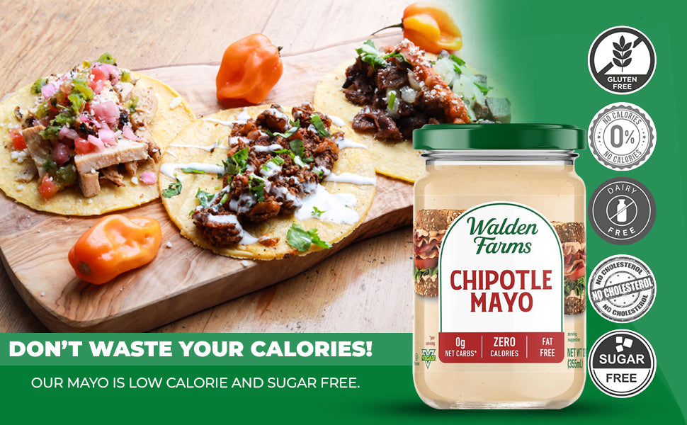 Walden Farms Chipotle Mayo – Zero Calorie, Sugar Free, Keto & Fat Free Spicy Vegan Mayonnaise Alternative for Sandwiches, Wraps & Dips, 12 oz Jars - Pack of 2