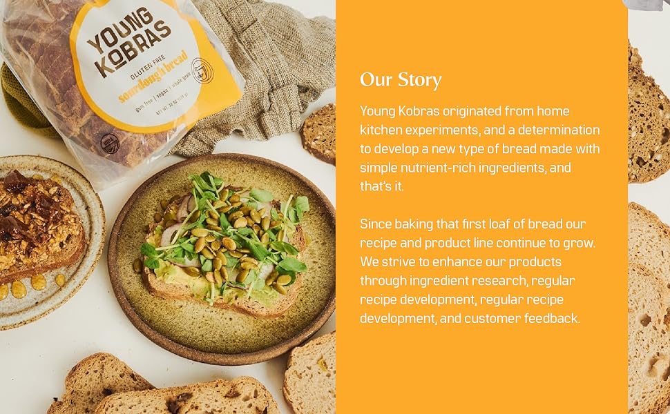 Young Kobras Organic, Gluten Free Sampler Pack Sourdough Bread - Allergen Friendly, Vegan - Pack of 4
