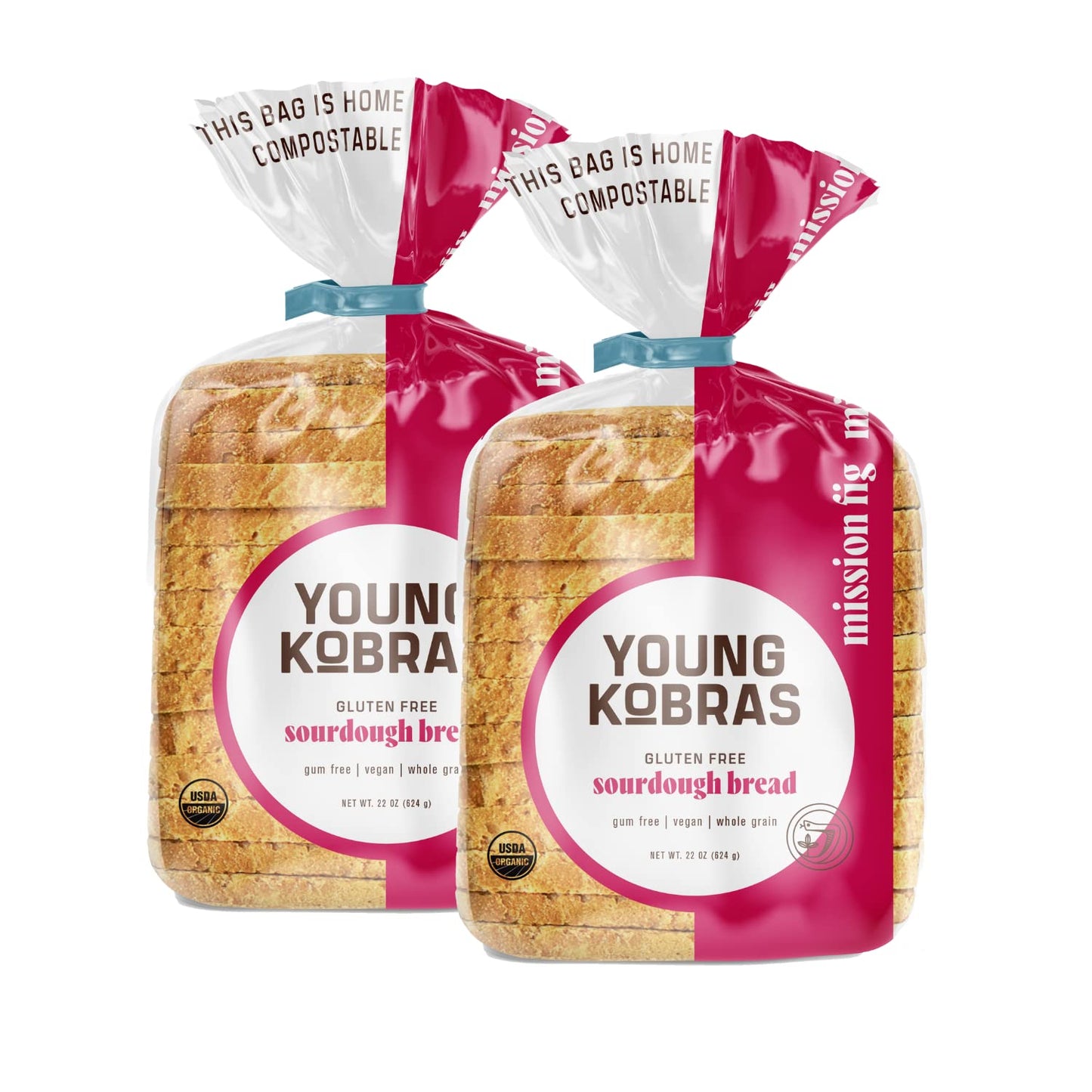 Young Kobras Organic, Gluten-Free Fig Sourdough Bread - Allergen Friendly, Vegan - Pack of 2