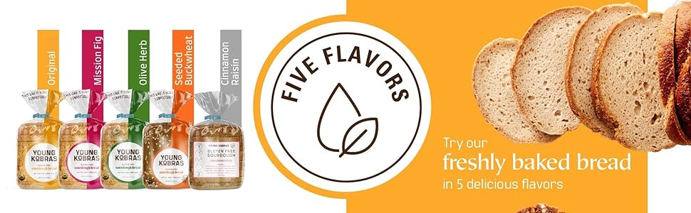 Young Kobras Organic, Gluten-Free Fig Sourdough Bread - Allergen Friendly, Vegan - Pack of 2