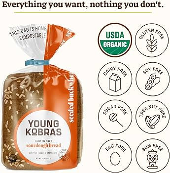 Young Kobras Organic, Gluten Free Sampler Pack Sourdough Bread - Allergen Friendly, Vegan - Pack of 4