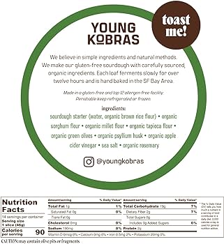 Young Kobras Organic, Gluten Free Sampler Pack Sourdough Bread - Allergen Friendly, Vegan - Pack of 4