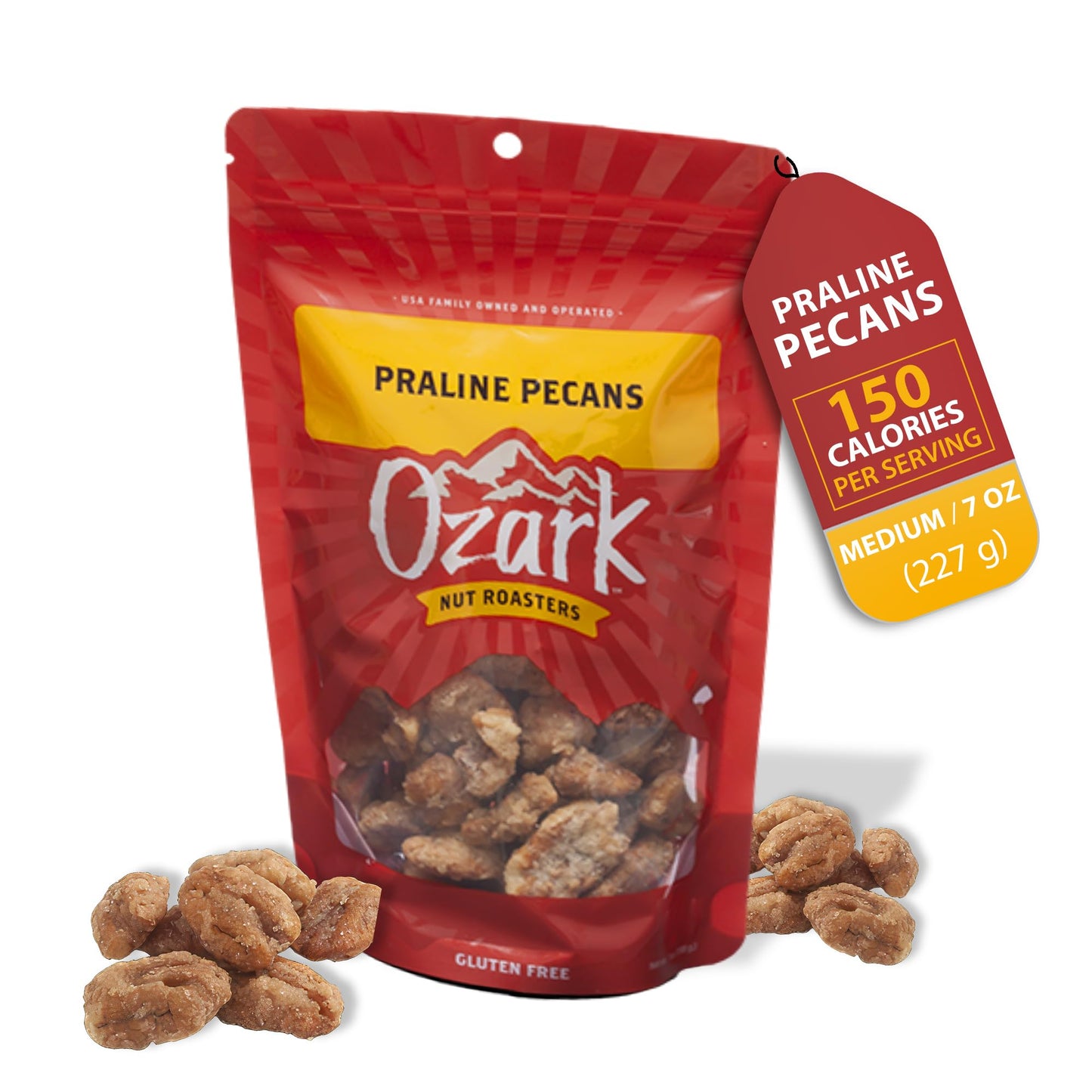 OZARK NUT ROASTERS Praline Pecans, Flavored Snack Nuts - 7 oz