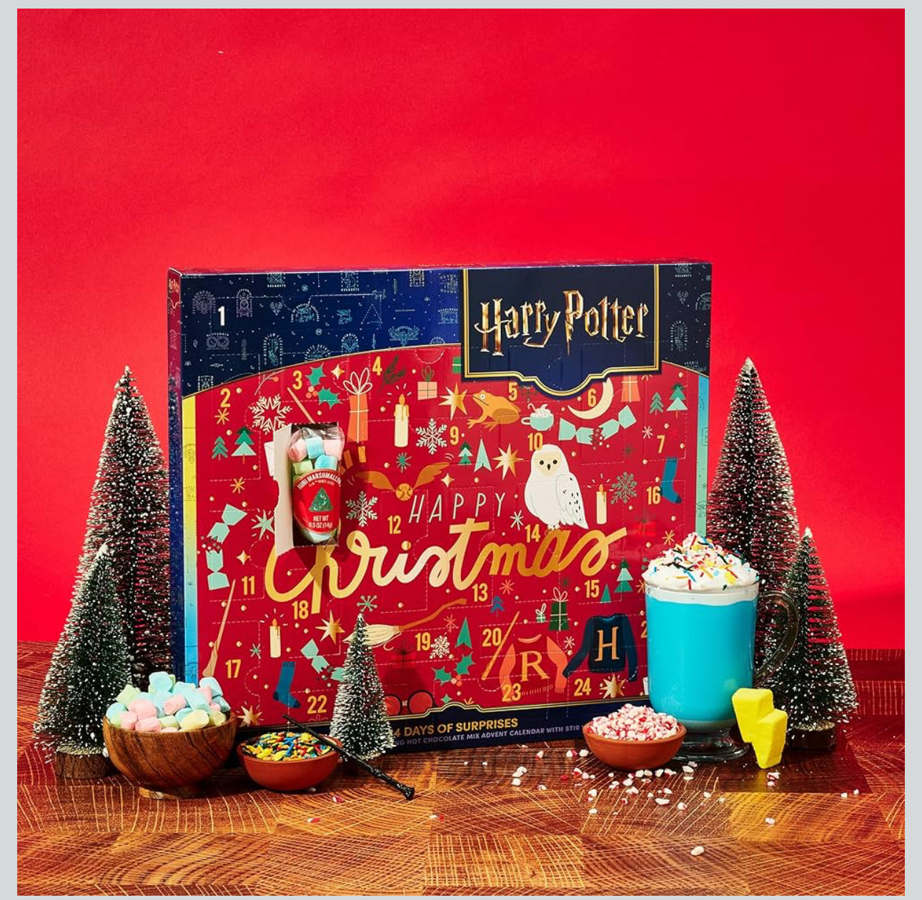 HARRY POTTER 24 Days of Surprises, Includes 12 Color-Changing Hot Chocolate Mixes, 4 Topping Varieties & Stir Wand Advent Calendar 2025