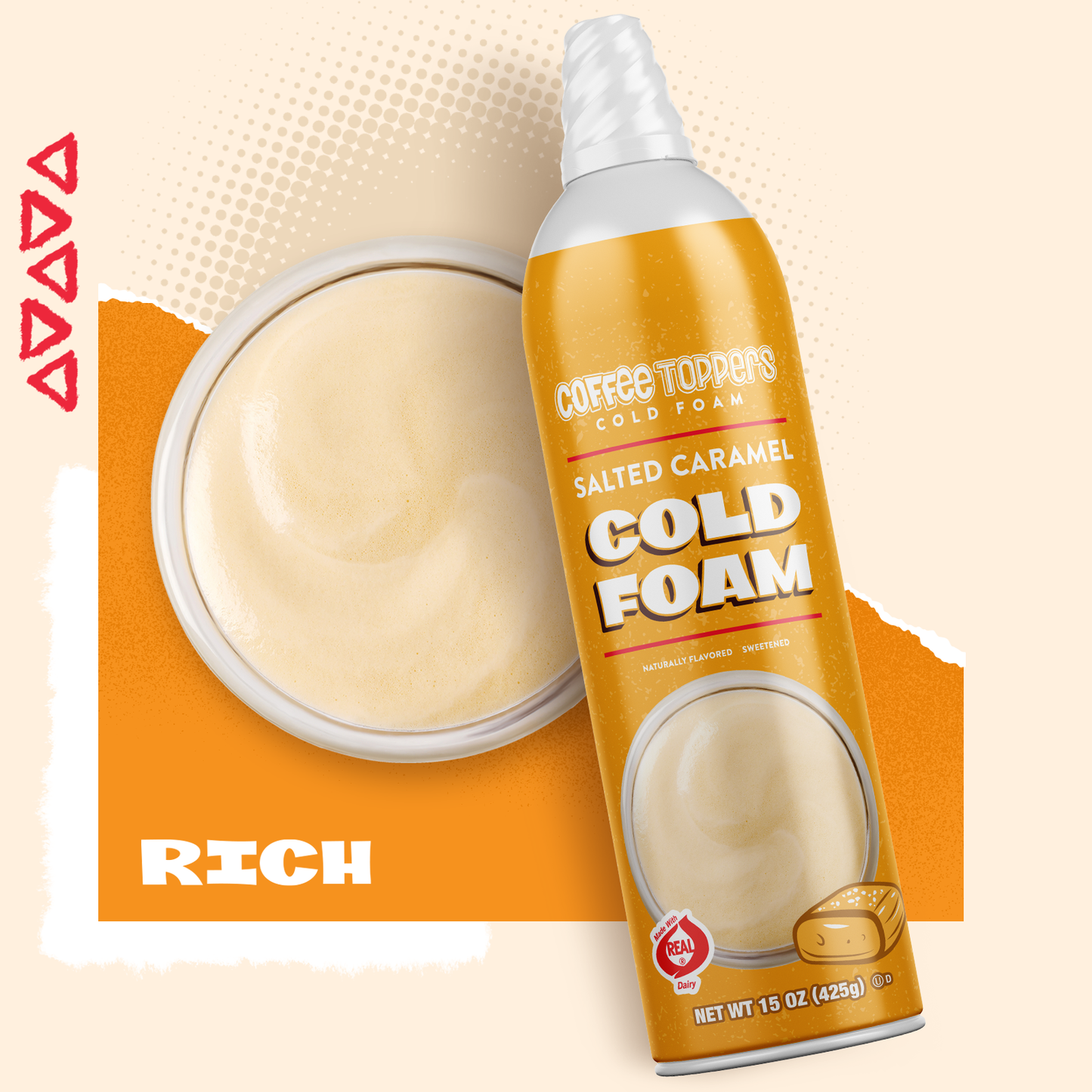 Coffee Toppers Cold Foam Salted Caramel -15 oz - Pack of 3 - Be Your Own Barista, Kosher