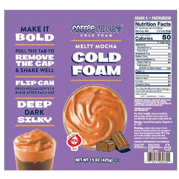 Coffee Toppers Cold Foam Mocha -15 oz - Pack of 3 - Be Your Own Barista, Kosher