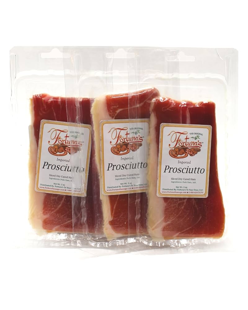 Fortuna's Imported Prosciutto, 3 oz each, Dry Cured Ham - Pack of 3
