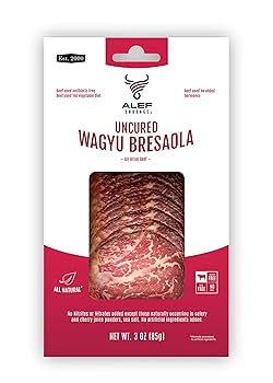 Alef All Natural Uncured Wagyu Bresaola – Premium Italian Salumi, 4-Month Aged, Artisan-Crafted, Gluten-Free, Handmade, Hormone- & Antibiotic-Free, Nitrite-Free, Air-Dried Wagyu Beef Charcuterie, 3 oz