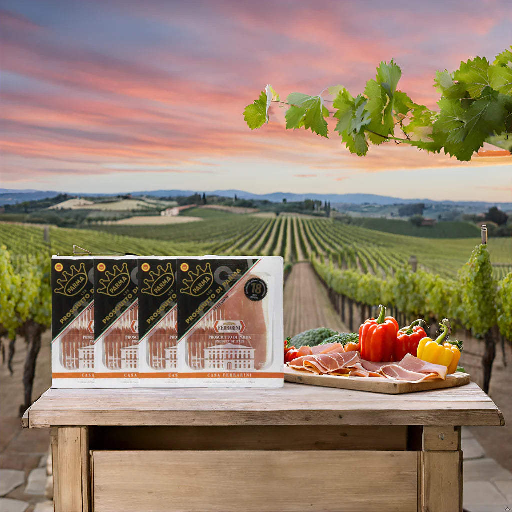 Ferrarini Prosciutto di Parma DOP - Authentic Italian Cured Ham, Sliced 1 lb - Pack of 4