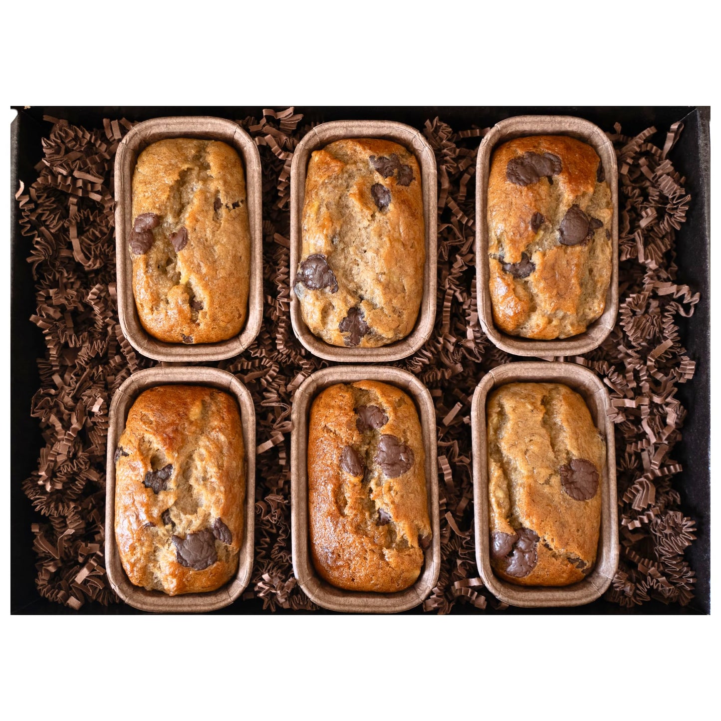 Gourmet Banana Bread, Baked Fresh for Each Order, Made with Belgian Chocolate Chips, Individually Wrapped to Arrive Soft & Moist - Pack of 6
