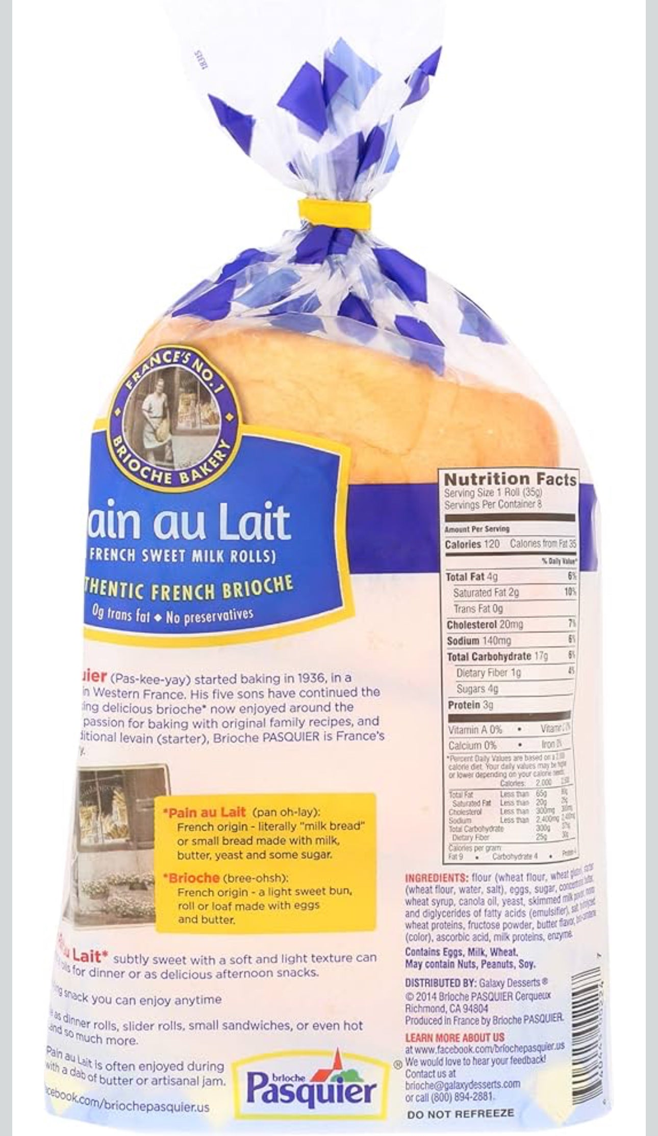 Brioche Pasquier - Authentic French Brioche Pain au Lait Sweet Milk Rolls, 9.9 oz