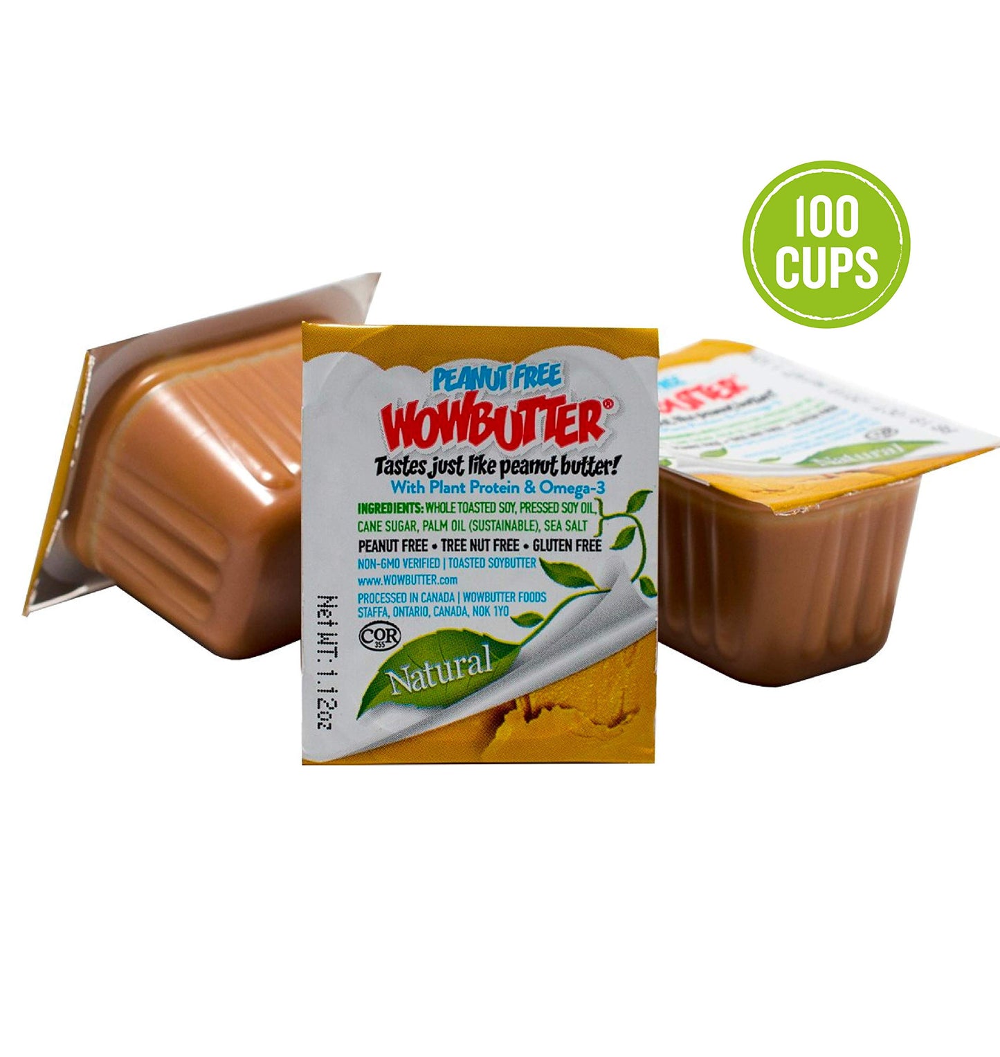 WOWBUTTER - Creamy Soy Spread - Peanut Free, Tree Nut Free - Vegan Plant Protein - Gluten Free - Non-GMO - 1.12 oz - Pack of 100