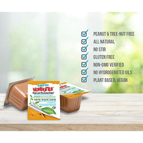 WOWBUTTER - Creamy Soy Spread - Peanut Free, Tree Nut Free - Vegan Plant Protein - Gluten Free - Non-GMO - 1.12 oz - Pack of 100