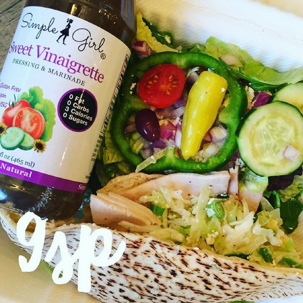 Simple Girl Organic Sweet Vinaigrette Sugar Free Salad Dressing - 12 oz - Certified Organic - Kosher - Gluten Free - Vegan - Carb Free - Fat Free - Low Calorie Diet Friendly - Pack of 2