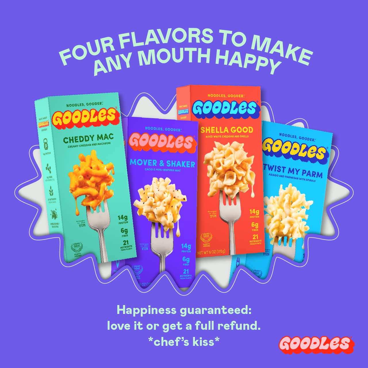 Goodles Mac & Cheese Assortment - Pack of 12 - 21 Nutrients and Made w/REAL Cheese!