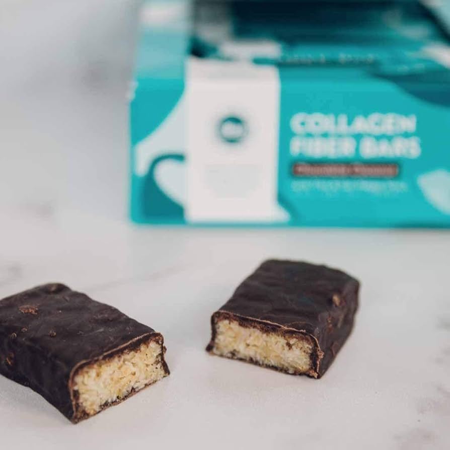 Dr. Kellyann Keto Collagen Fiber Bar - Coconut Dipped Chocolate - includes 12 bars - High Fiber, Low Carbs - Gluten Free