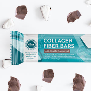 Dr. Kellyann Keto Collagen Fiber Bar - Coconut Dipped Chocolate - includes 12 bars - High Fiber, Low Carbs - Gluten Free