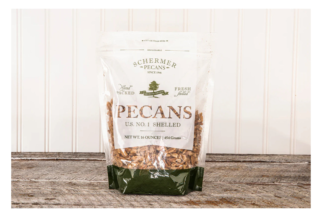 Bakers Box Collection, Fancy Pecan Halves and Small Pecan Pieces 10 oz each -Schermer Pecans