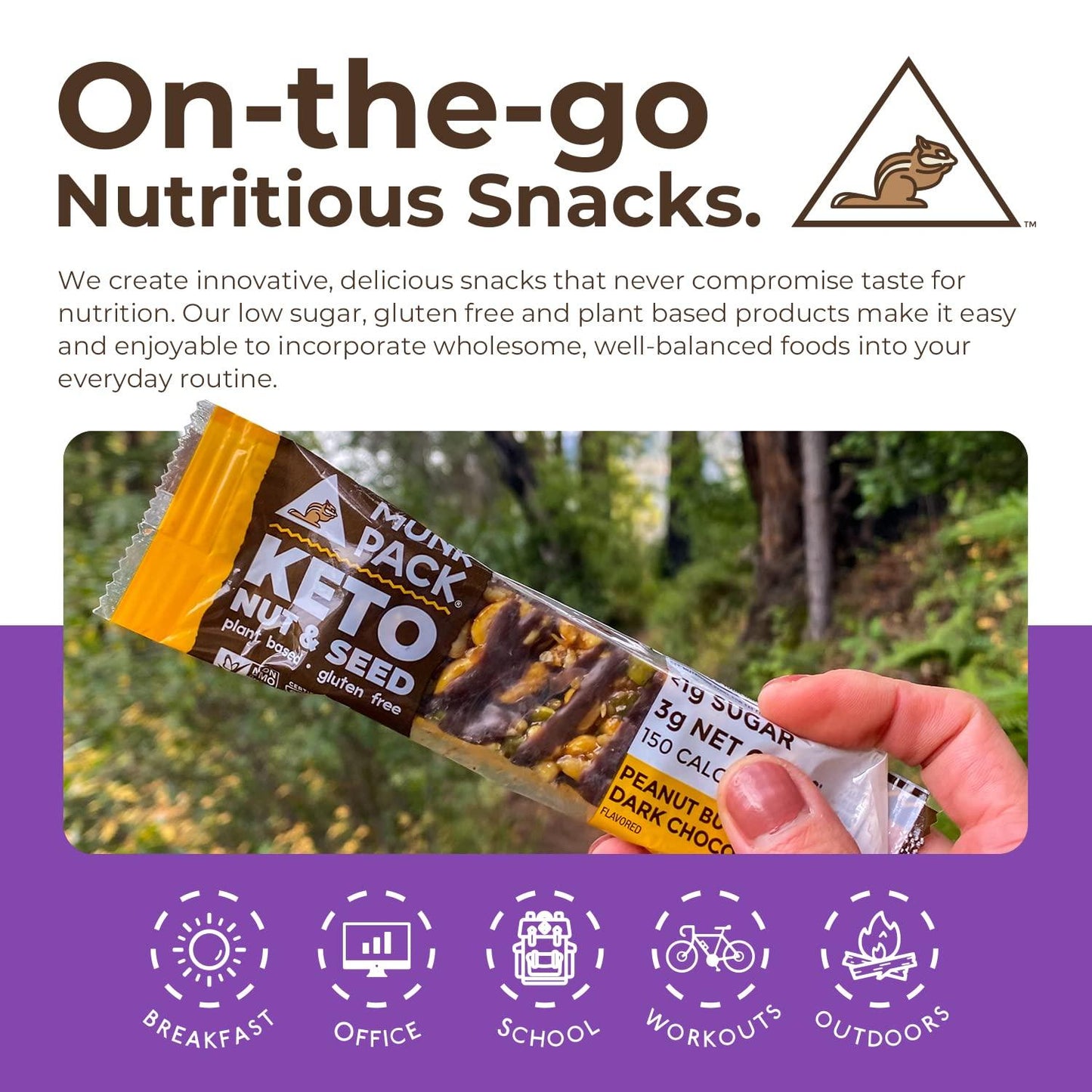 Munk Pack Keto Nut & Seed Bar Variety Pack - Gluten Free - 6 Bars