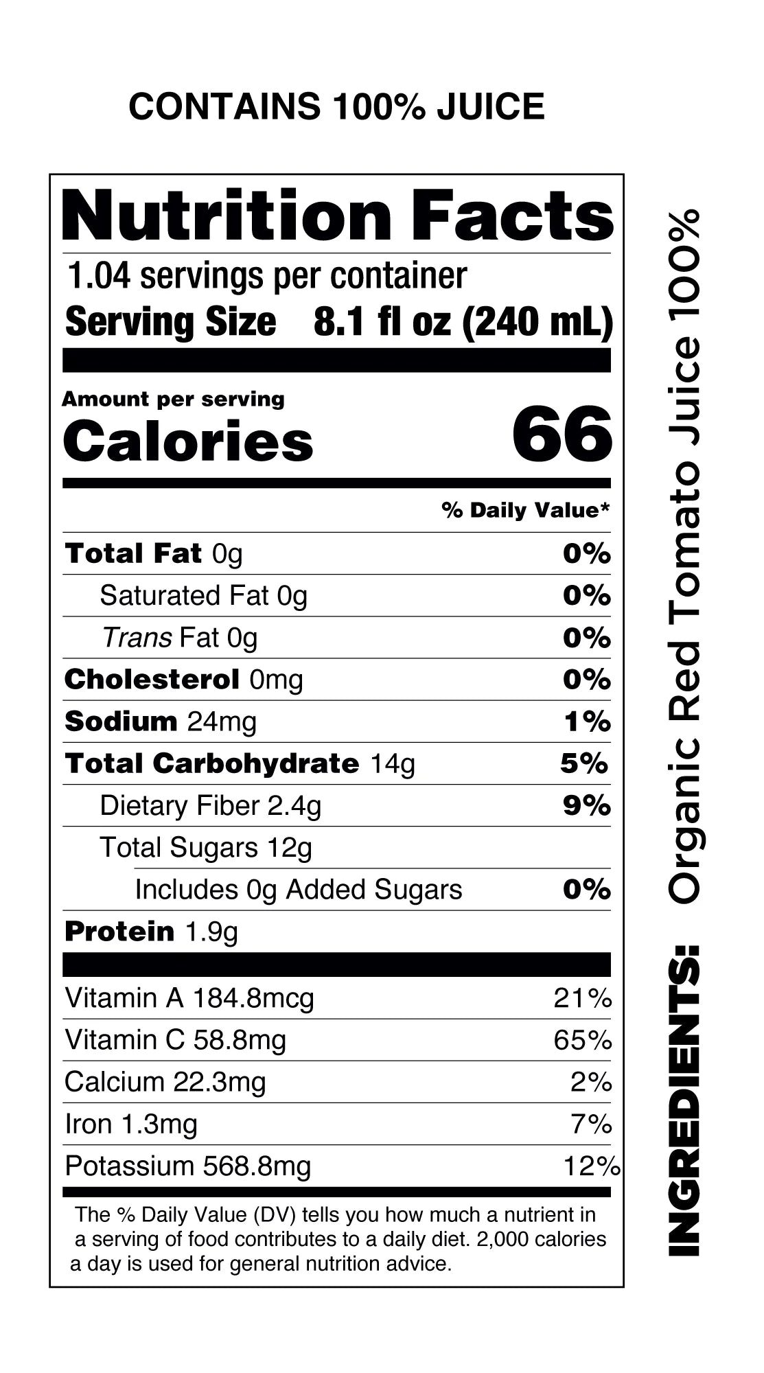 Pomona Organic Pure Tomato Juice – 8.4 oz, Pack of 12
