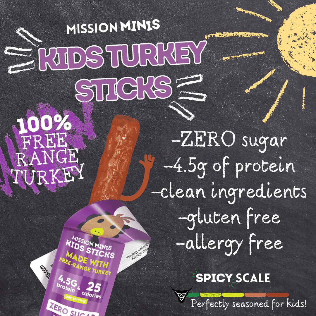Mission Meats Kids Turkey Sticks – 100% Free Range, Healthy Snacks for Kids and Toddlers, Gluten & Nut Free, 0.5oz, 24 Count