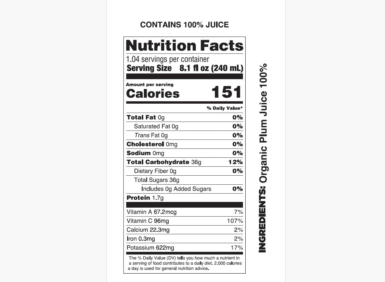 Pomona Organic Pure Plum Juice, Cold Pressed USDA Organic, Vegan - Pack of 12