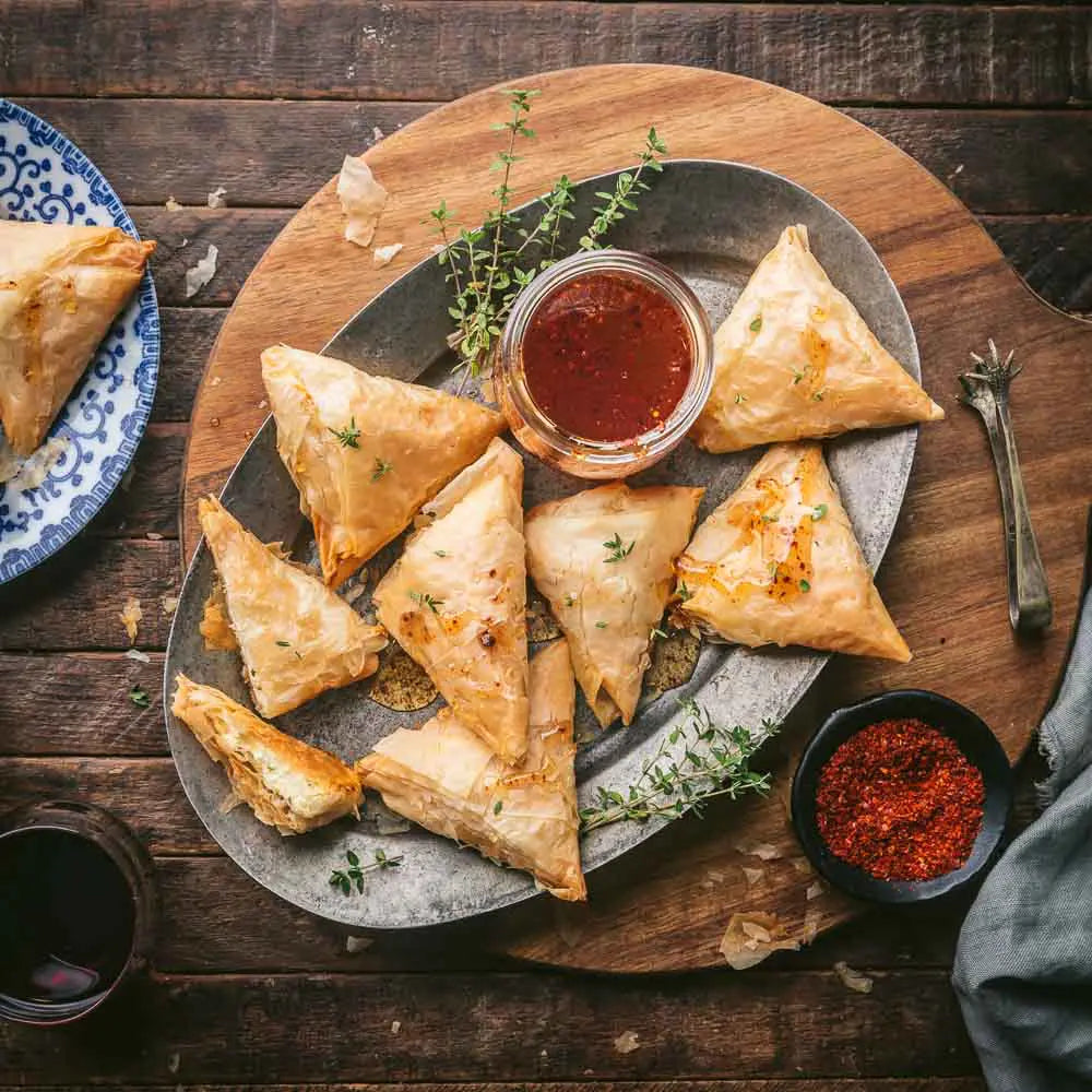 Goat Cheese Red Pepper Stuffed Phyllo Triangles - includes 24