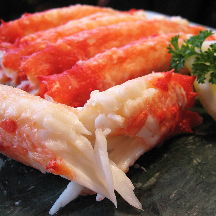 Premium Merus Cut Red King Crab Portions - 6 to 8 oz each - 15 lb Case