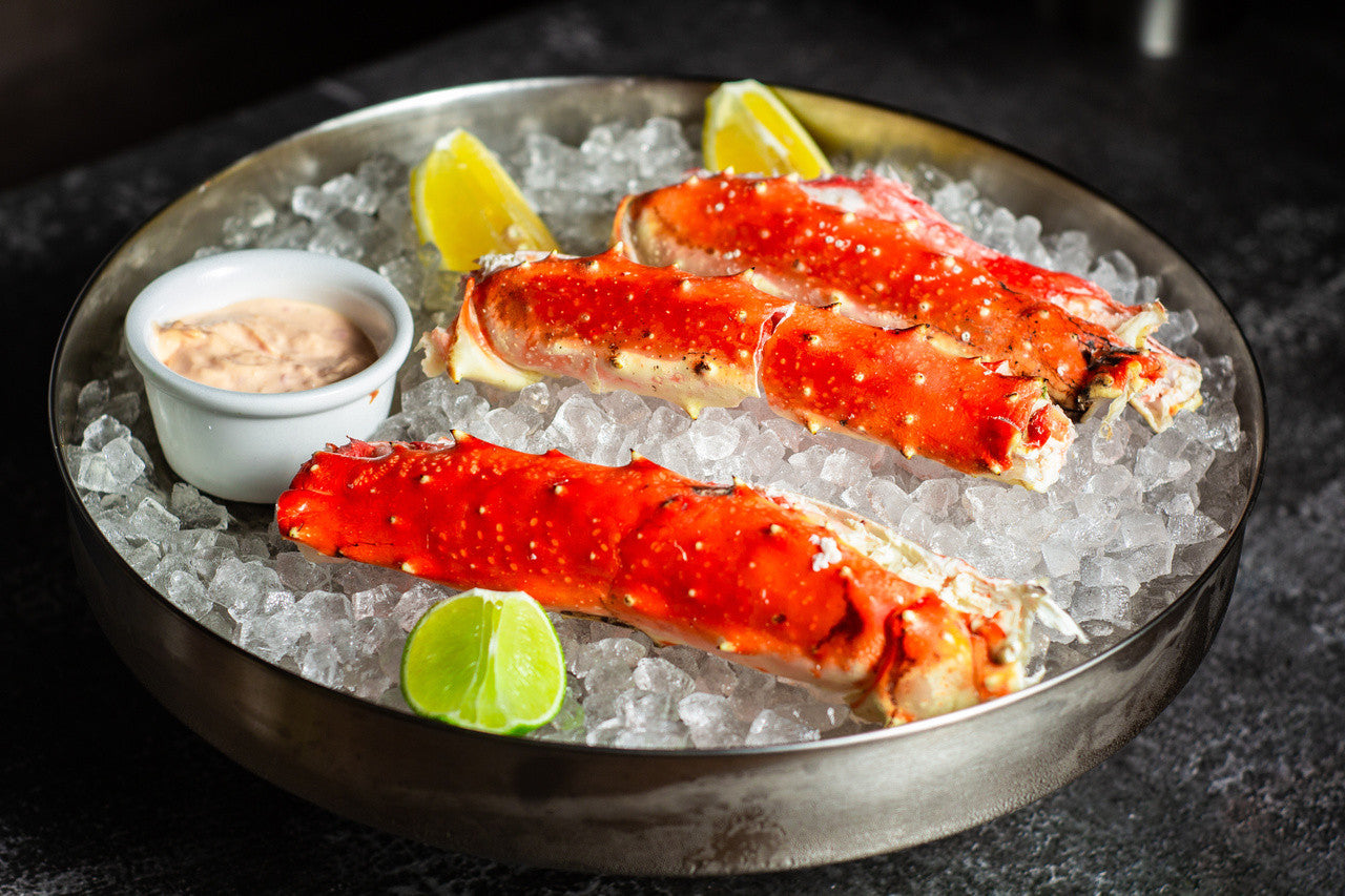 Premium Merus Cut Red King Crab Portions - 6 to 8 oz each - 15 lb Case
