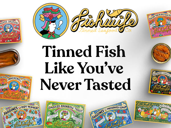 Fishwife Gift Variety Set with Cantabrian Anchovies, Sardines with Hot Pepper, Albacore Tuna in Spicy Olive Oil, Smoked Mackerel & Smoked Rainbow Trout) | High Protein, Gluten Free - Pack of 5