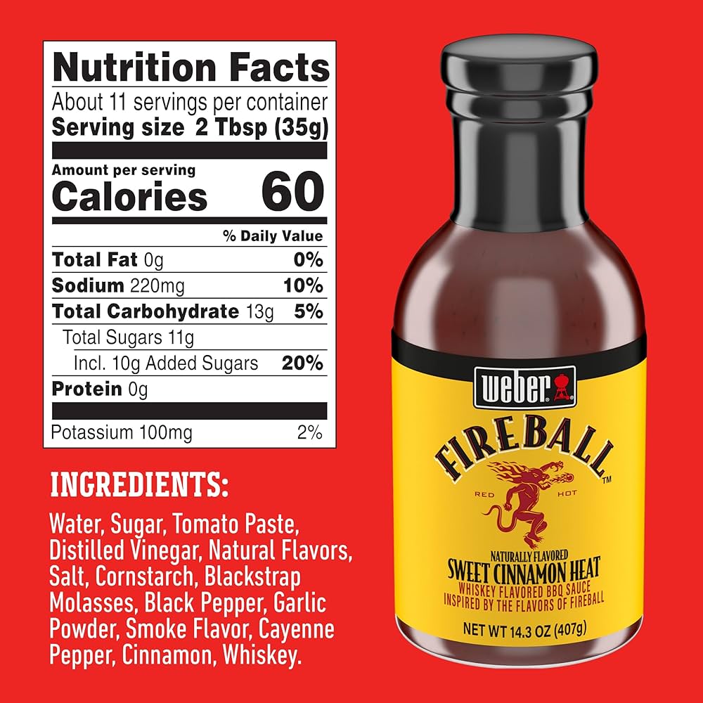 Weber Fireball Whiskey Flavored BBQ Sauce, 13.3 oz - Pack of 2