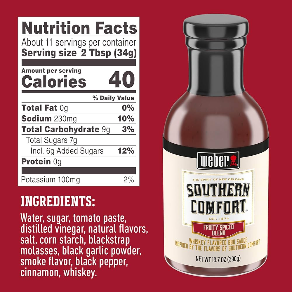 Weber Southern Comfort Whiskey Flavored BBQ Sauce, 13.3 oz - Pack of 2
