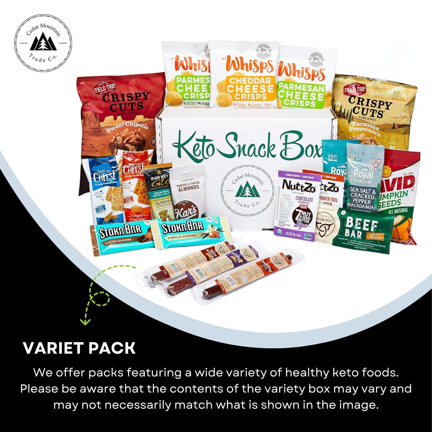 Keto Snack Box - Keto Gift Box Variety Pack, 20 items included - Low Carb & Sugar Snacks, Gluten-Free