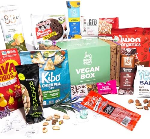 Healthy Vegan Snacks Care Package: Non-GMO, Vegan Jerky, Protein Bars, Cookies, Fruit & Nuts - includes 20 items