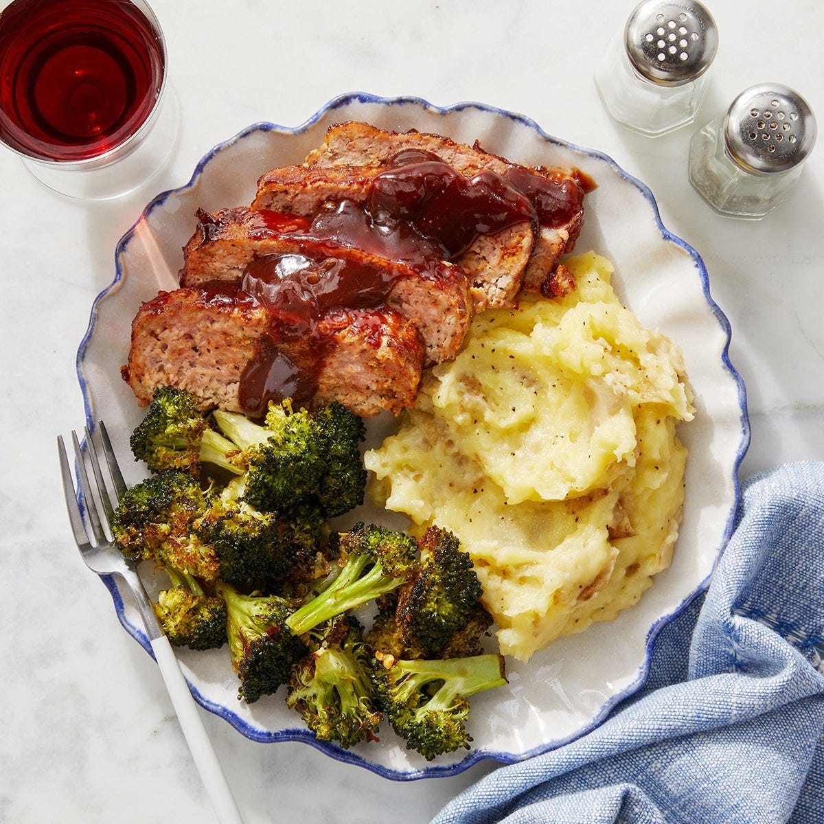 Bourbon Coffee Espresso BBQ Glaze Meatloaf with Mashed Potatoes, Mixed Veggies - Pack of 2
