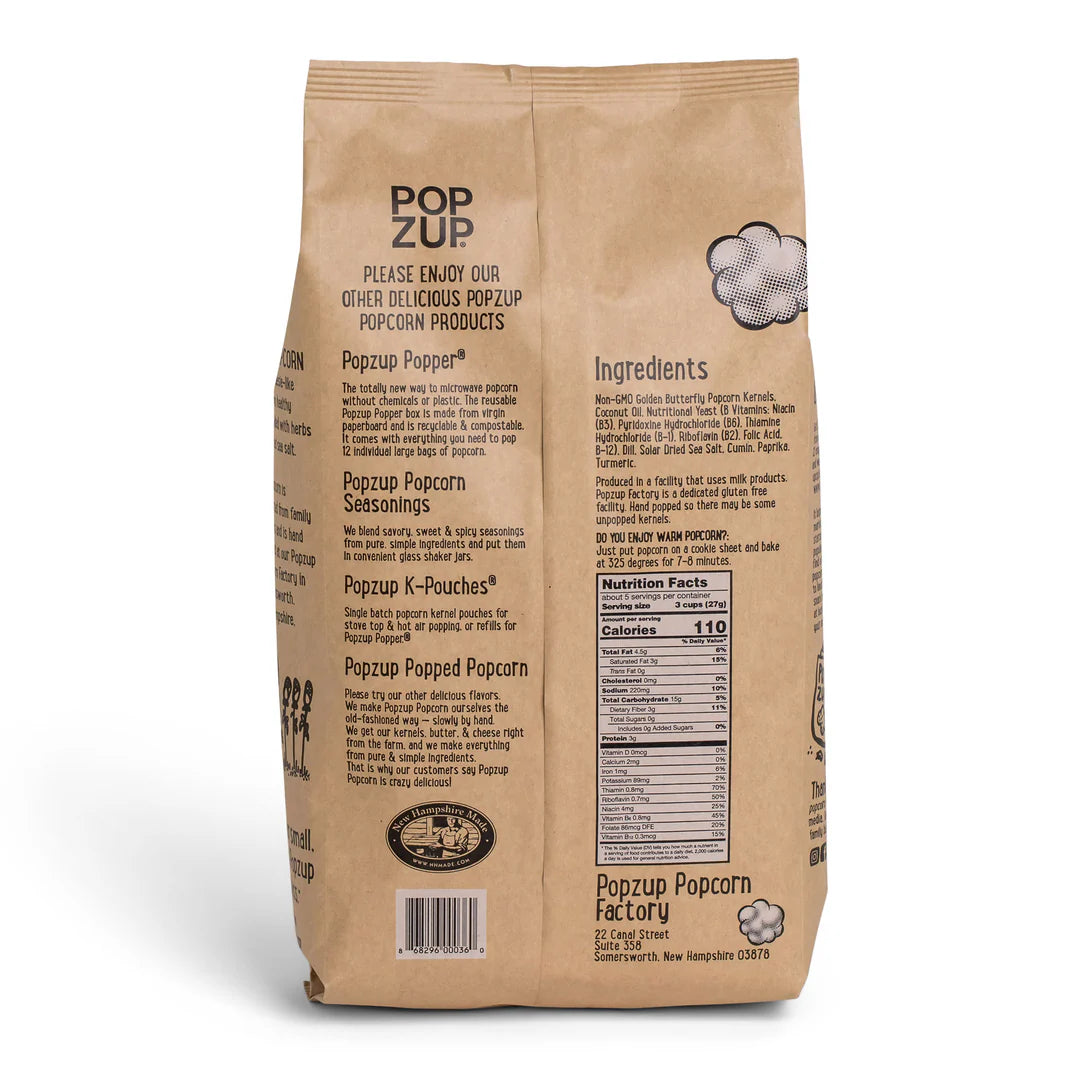 Popzup Cheesie Herbie Popcorn, Non-GMO, Gluten Free - Large Family Size - Pack of 3