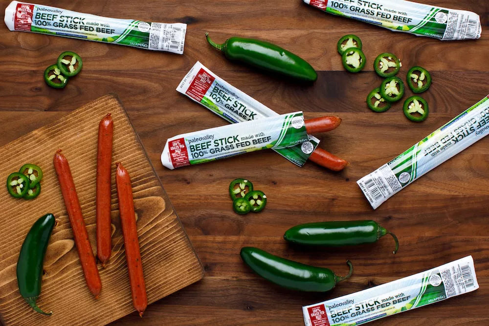 Paleovalley 100% Grass Fed Variety Beef Sticks - Delicious Gluten Free Beef Snack - High Protein Keto Friendly, Pack of 50