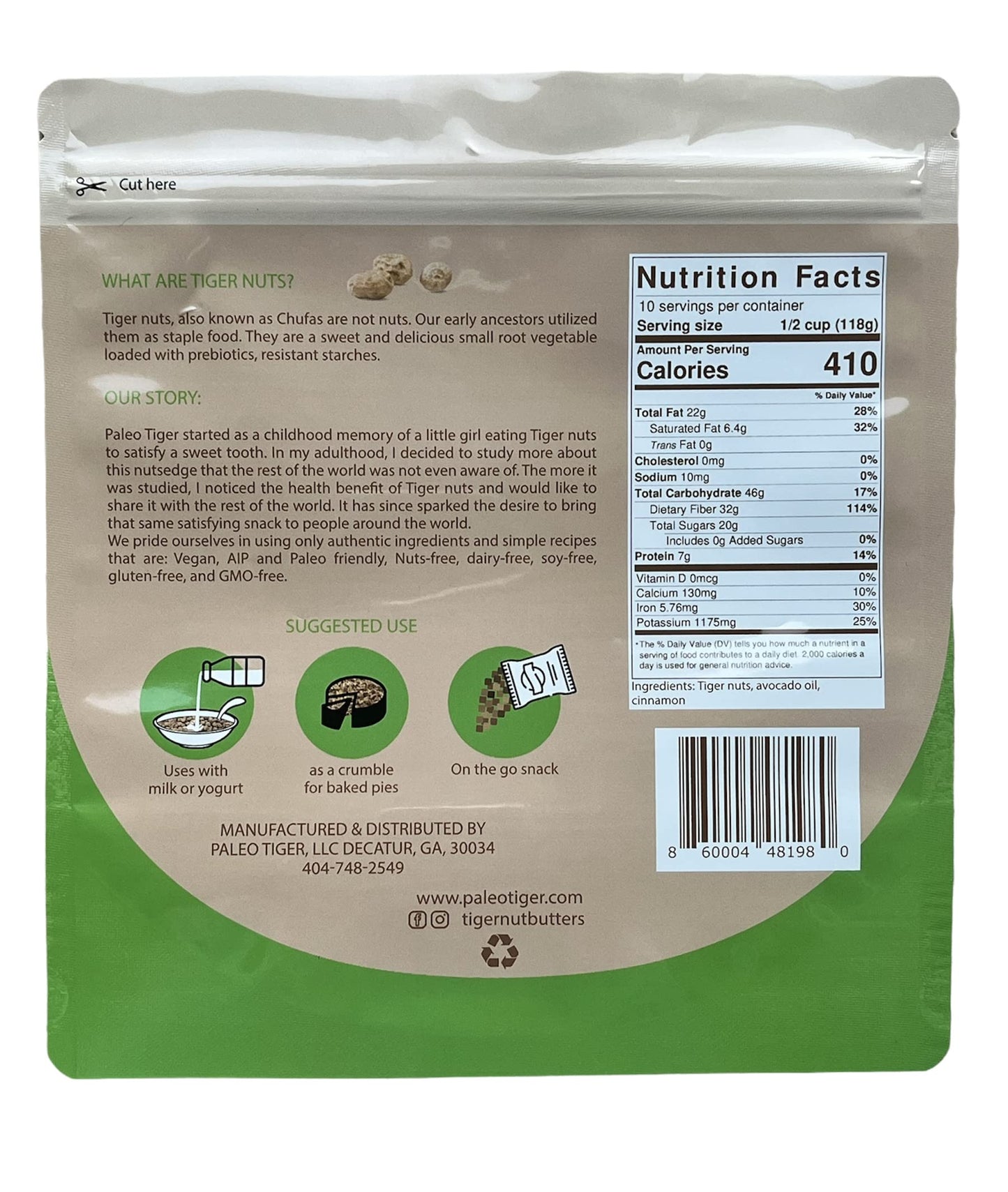 PALEO TIGER Tiger Nuts Granola | AIP and Paleo Compliant | Nut Free High Prebiotic Ingredients | No Sugar Added | Whole 30 | Low Food Map | Low Oxalate - 1 lb