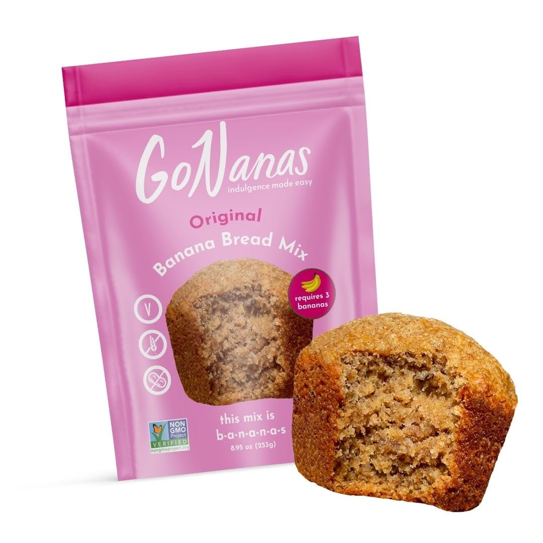 GoNanas Banana Bread Mix Variety Pack - Vegan, Gluten Free - Oat Flour Banana Bread or Banana Muffin Mix - Pack of 3
