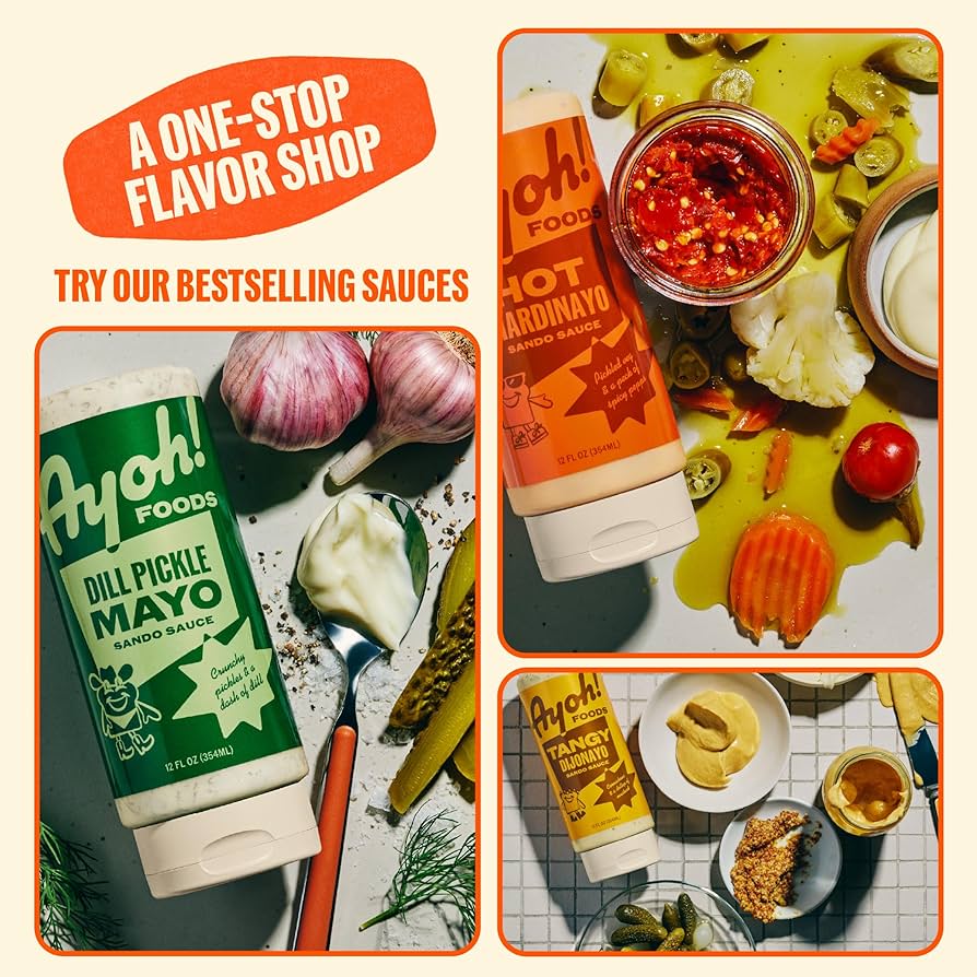 Ayoh Foods, Mayo Gone Wild, Made by Molly Baz - Variety Pack, 12 oz Bottles - Pack of 3