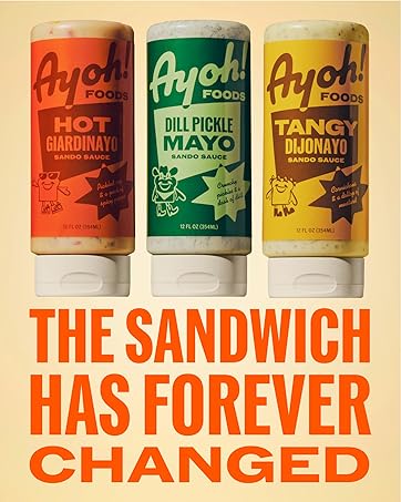 Ayoh Foods, Mayo Gone Wild, Made by Molly Baz - Variety Pack, 12 oz Bottles - Pack of 3