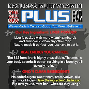 Primal Power Liver Powered Nutrition Bars, Chocolate Almond Sea Salt - B12 Energy Boost, 10g Protein, Vitamins, Minerals, Collagen, Zero Added Sugar, Gluten Free - Pack of 12