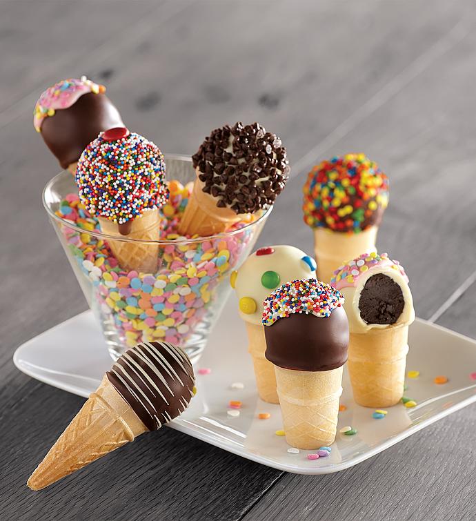 Belgian Chocolate Ice Cream Cone Cake Pops