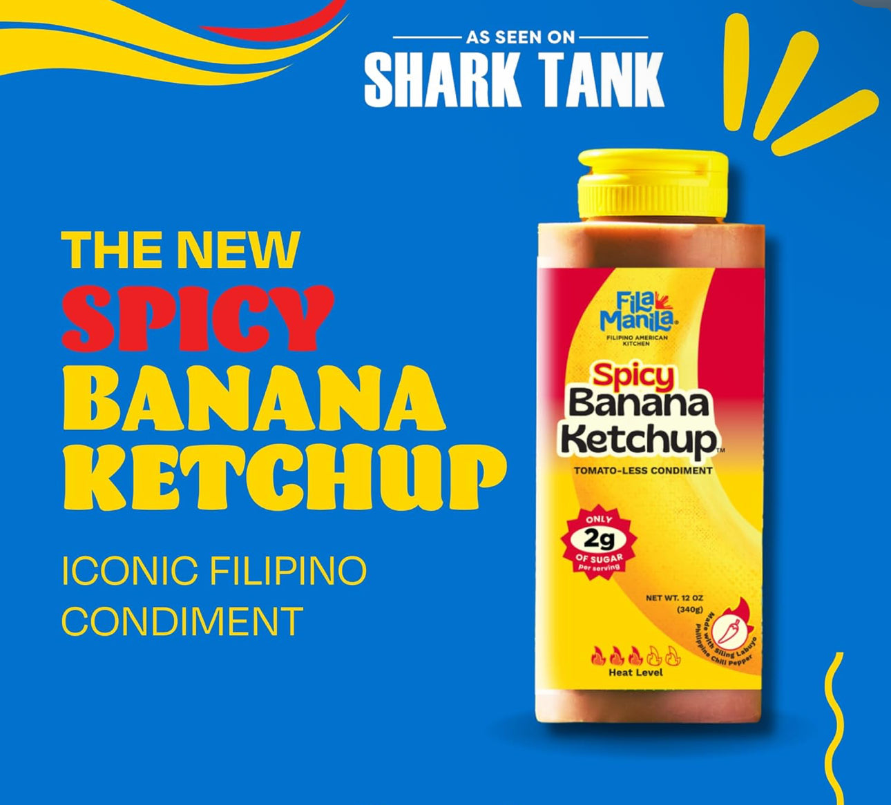 Spicy Banana Ketchup - Filipino Sauce & Condiment, Mild, Vegan, No MSG, No Sugar Added, Gluten Free - Pack of 3