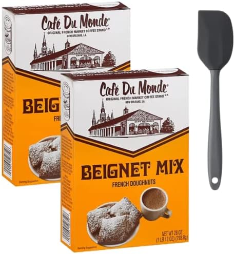 Cafe Du Monde Beignet Mix French Doughnuts Bundle Kit - Includes Two (2) 28 oz Beignets Mix and One Spatula